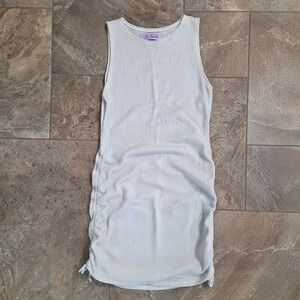 MC2 Saint Barth White Metallic Knit Sleeveless Ruched Side Mini Dress Small‎